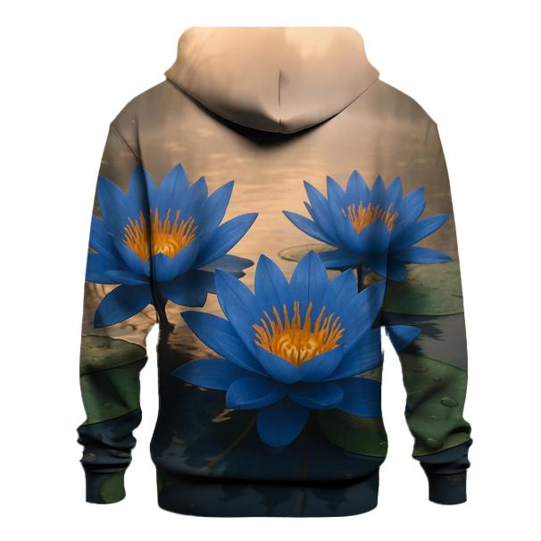 Riverbank Blue Waterlilies At Dawn graphic hoodies