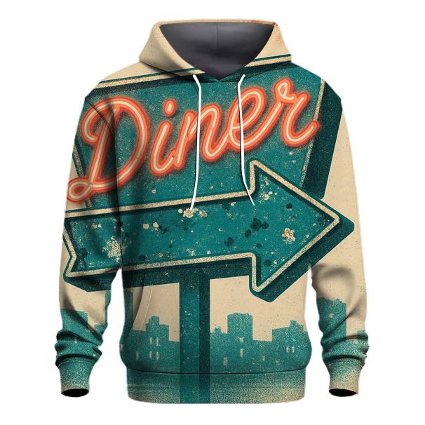 Antique Diner Neon Sign heavyweight hoodies
