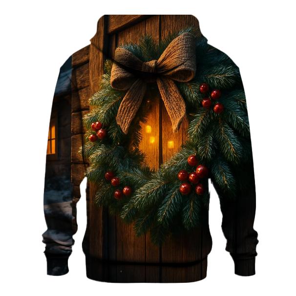 Wreath On The Cabin Door embroidered hoodies