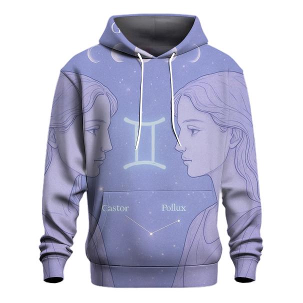 Ethereal Gemini Twins Portrait embroidered hoodies