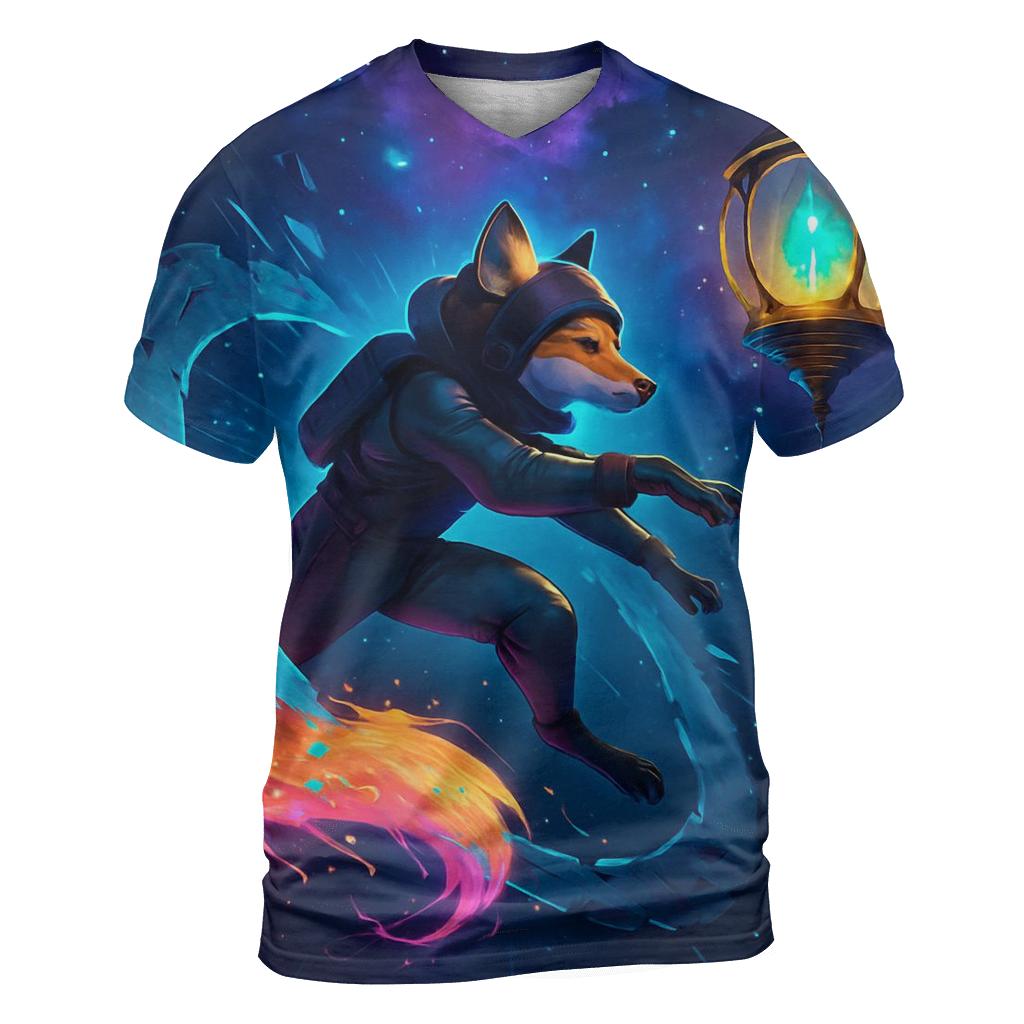 Neon Voyager Fox vibrant all-over design tees