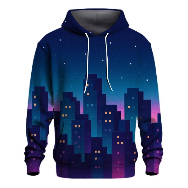 Pixel Skyline Glow pullover hoodies