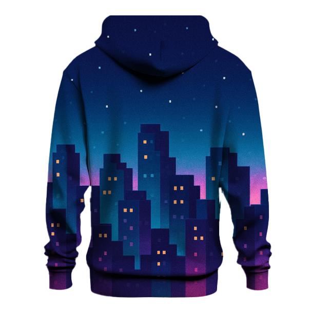 Pixel Skyline Glow pullover hoodies