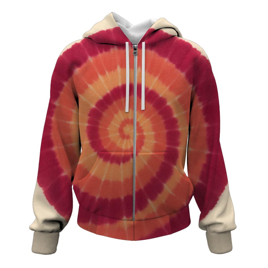 Sunset Spiral Overdye zip-up hoodies