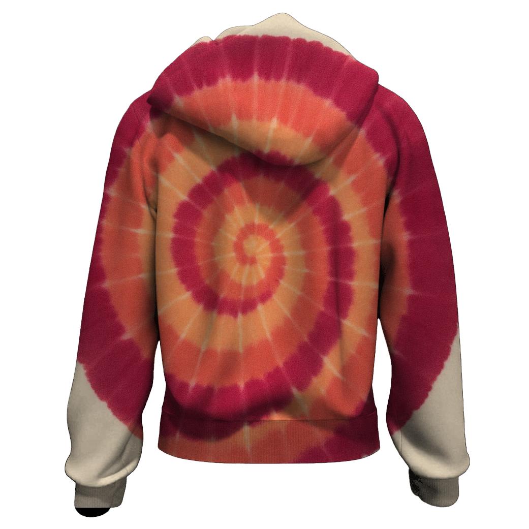 Sunset Spiral Overdye zip-up hoodies