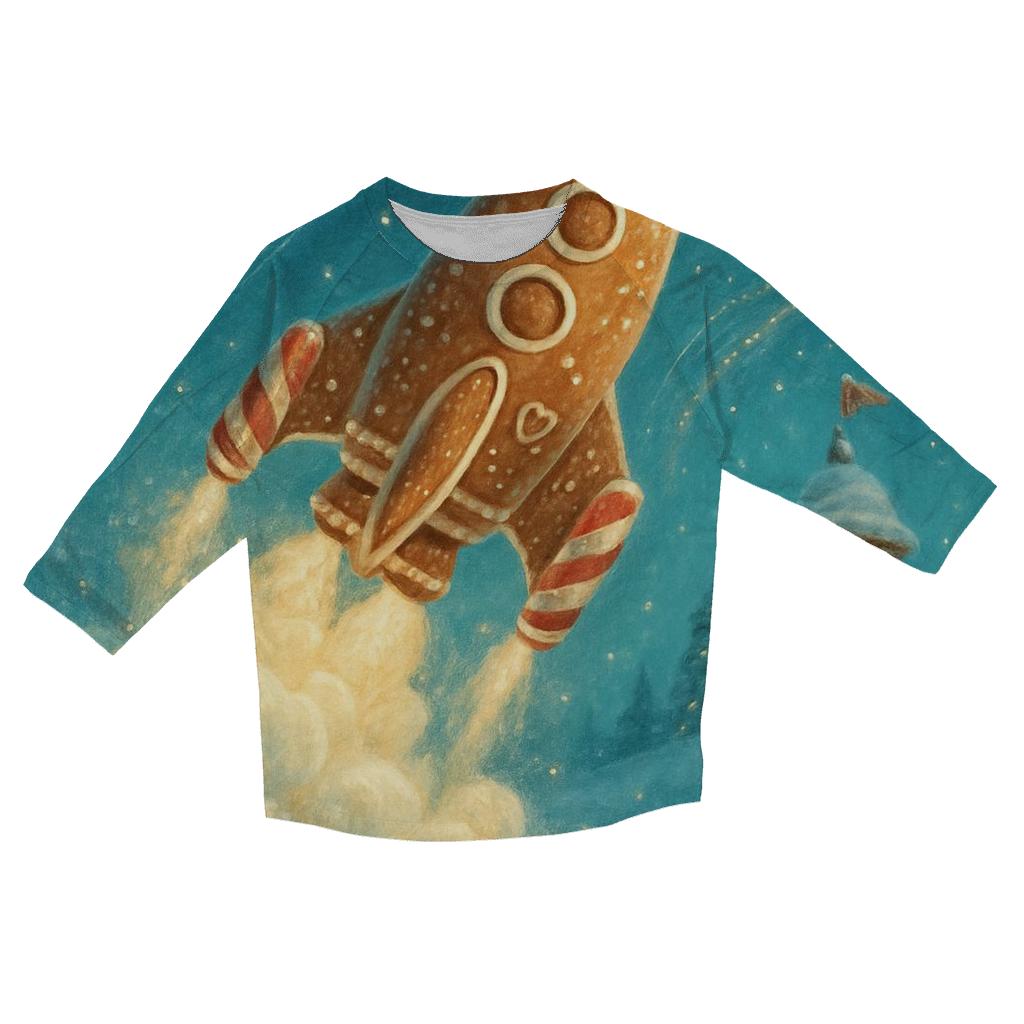 Gingerbread Rocket Launch cotton quarter sleeve shirts