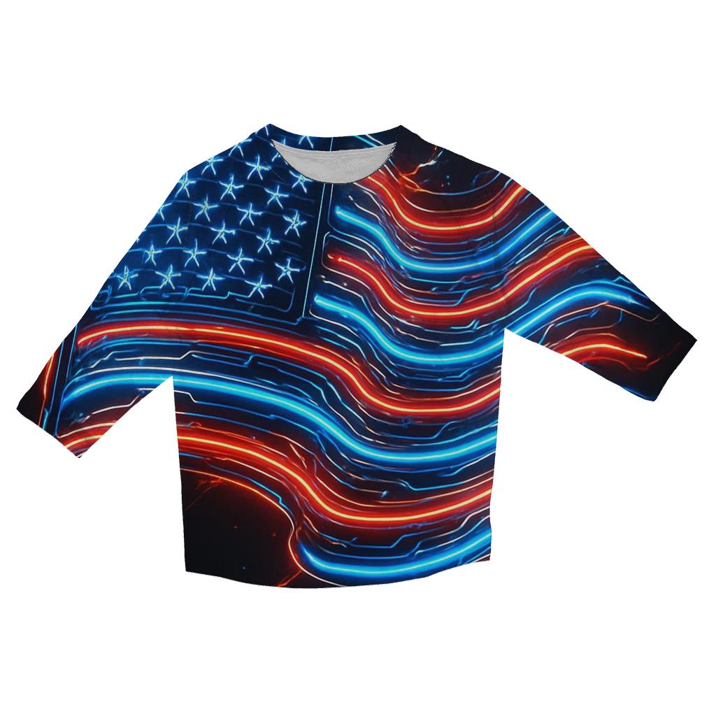 Neon Patriot Circuit trendy 3/4 sleeve tops