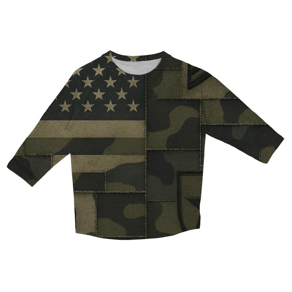 Camouflage Flag Fusion trendy 3/4 sleeve tops