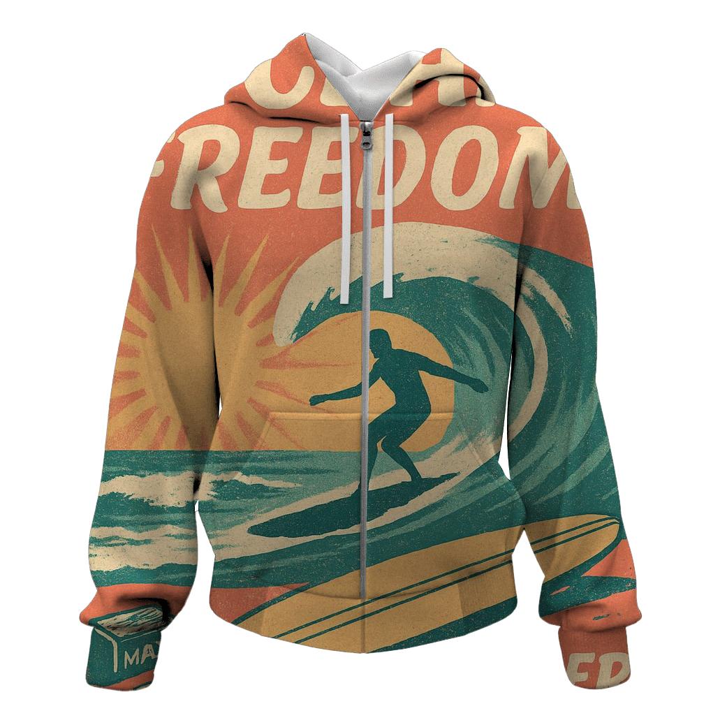 Retro Surf Collage premium hoodies