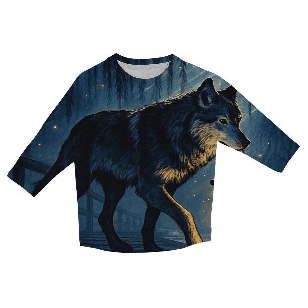 Moonlit Lantern Wolf trendy 3/4 sleeve tops