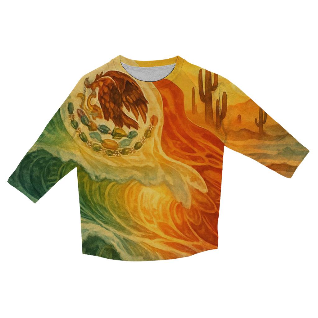 Aztec Wave Merge casual three quarter sleeve shirts