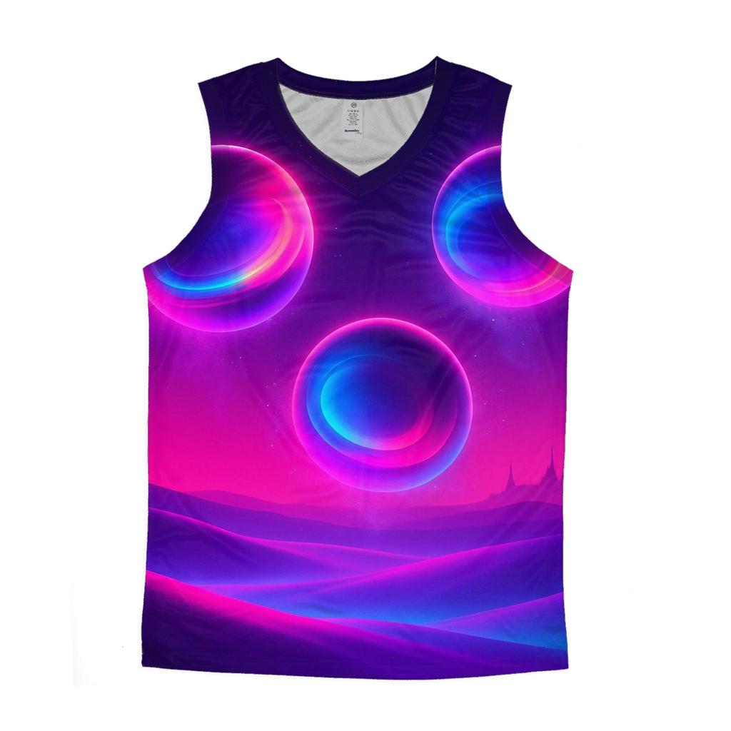Neon Orb Drift cotton sleeveless tops