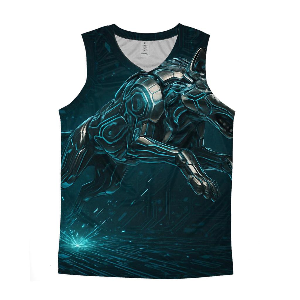Chrome Circuit Wolf cotton sleeveless tops