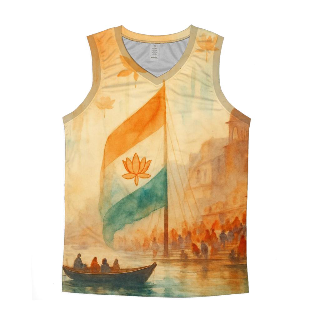 Saffron Monsoon Veil cotton sleeveless tops