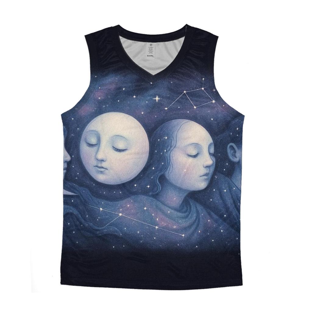 Phases Of A Dreaming Moon graphic print tank tops
