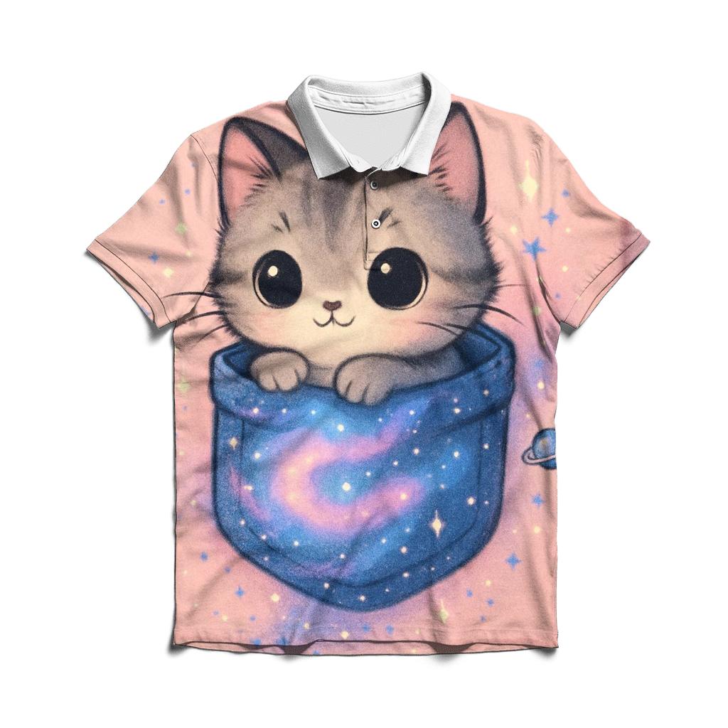Pocket Galaxy Purr designer slim fit polos