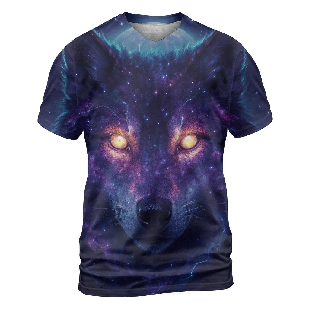 Nebula Sentinel Wolf creative print fashion shirts