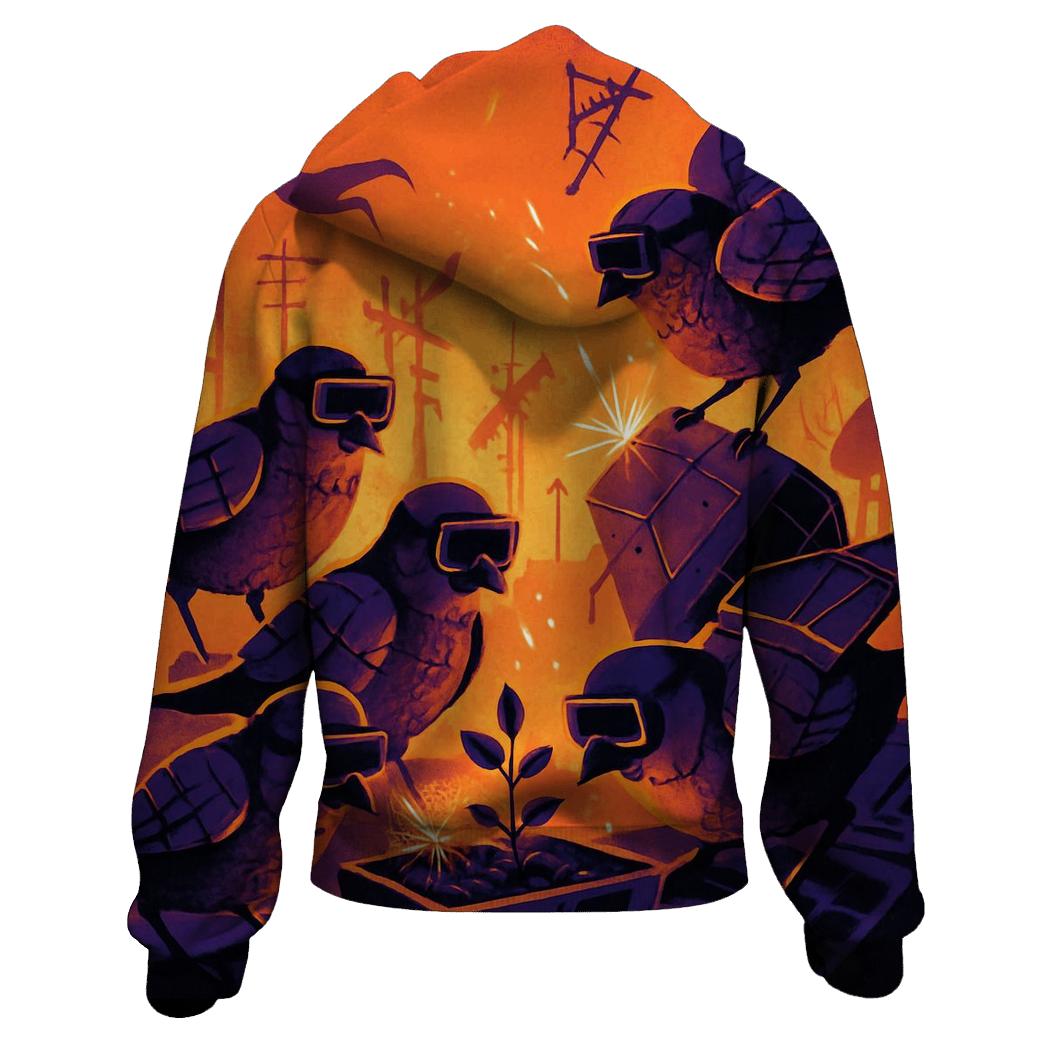 Solar Punk Sparrow Club zip-up hoodies