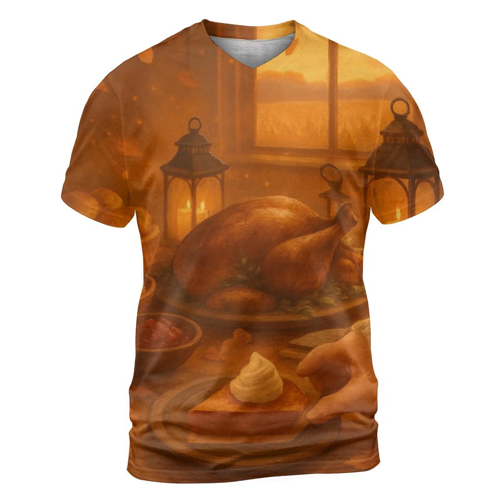 Harvest Lantern Table vibrant all-over design tees