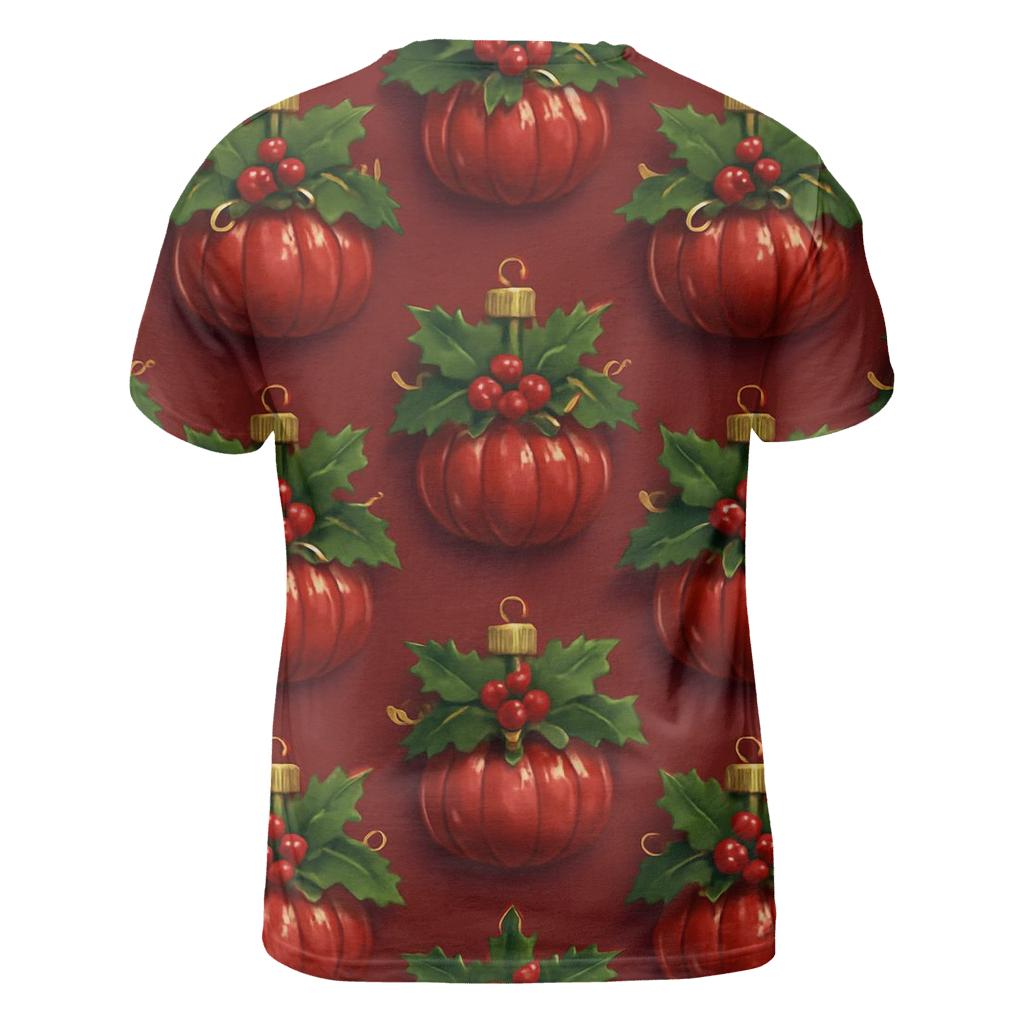 Festive Pumpkin Ornament Grid On Crimson Background vibrant all-over design tees
