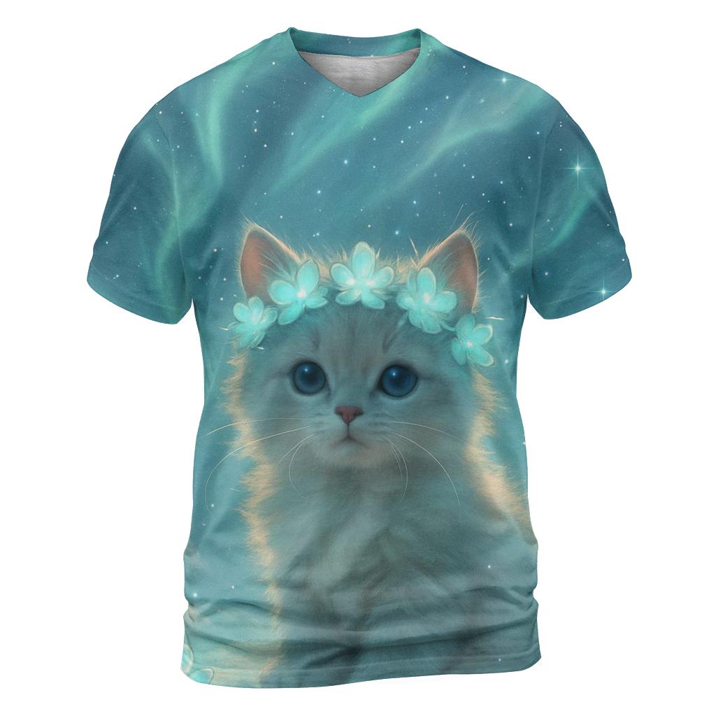 Aurora Crown Kitten artistic all-over print tops
