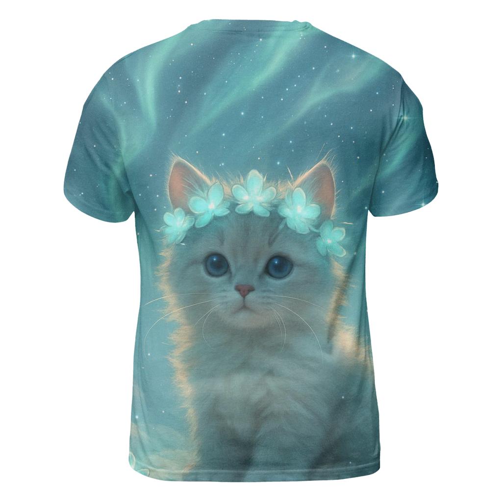 Aurora Crown Kitten artistic all-over print tops