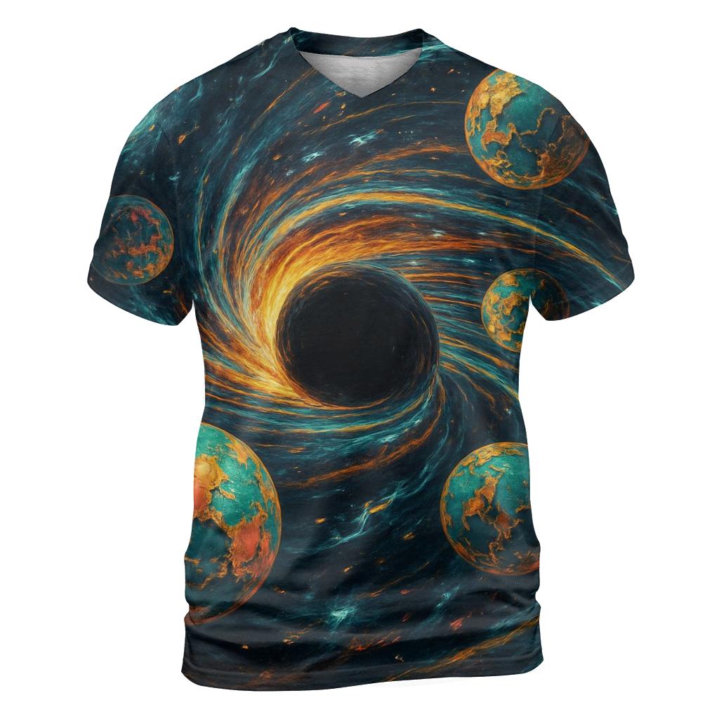 Chromatic Black Hole Carousel artistic all-over print tops