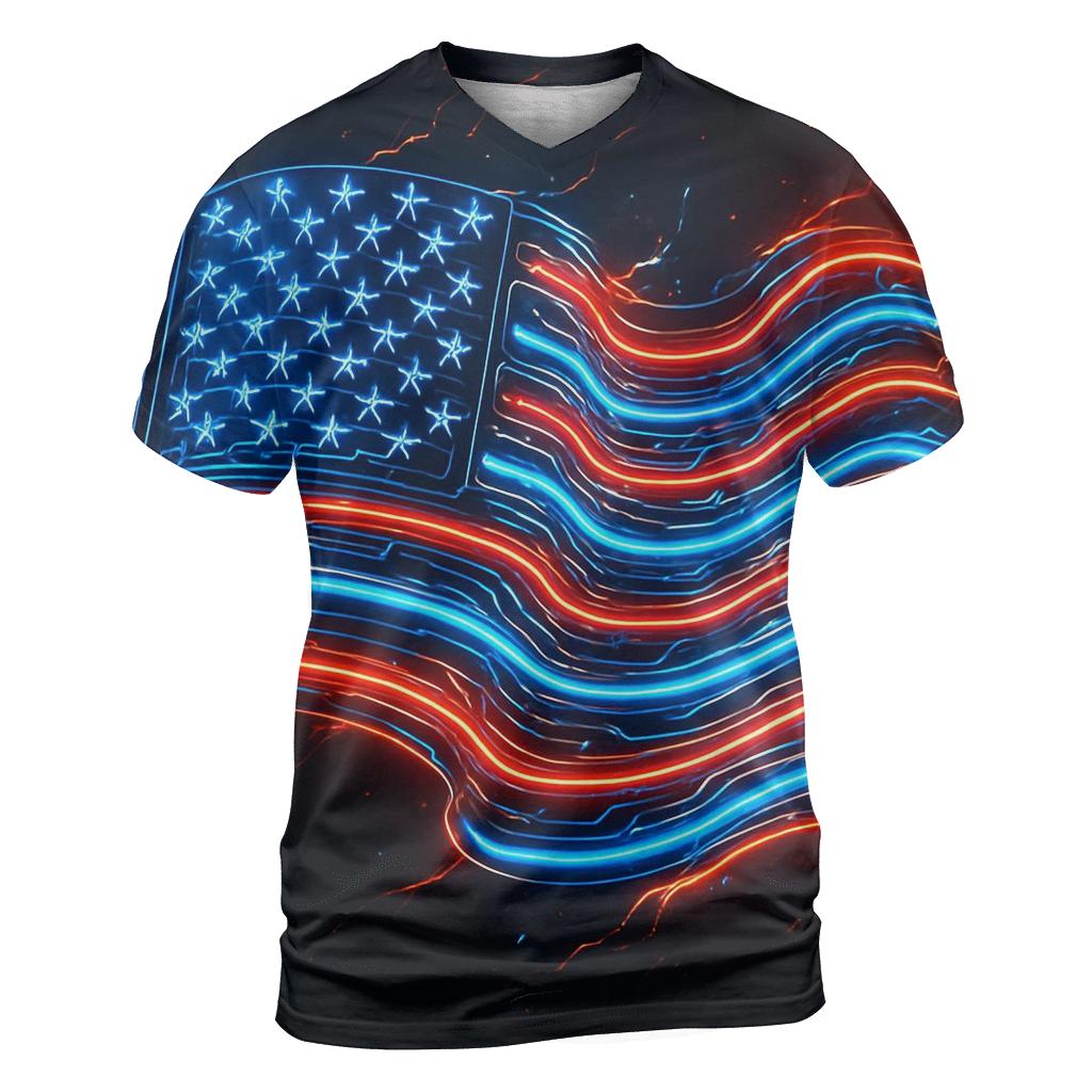 Neon Patriot Circuit artistic all-over print tops