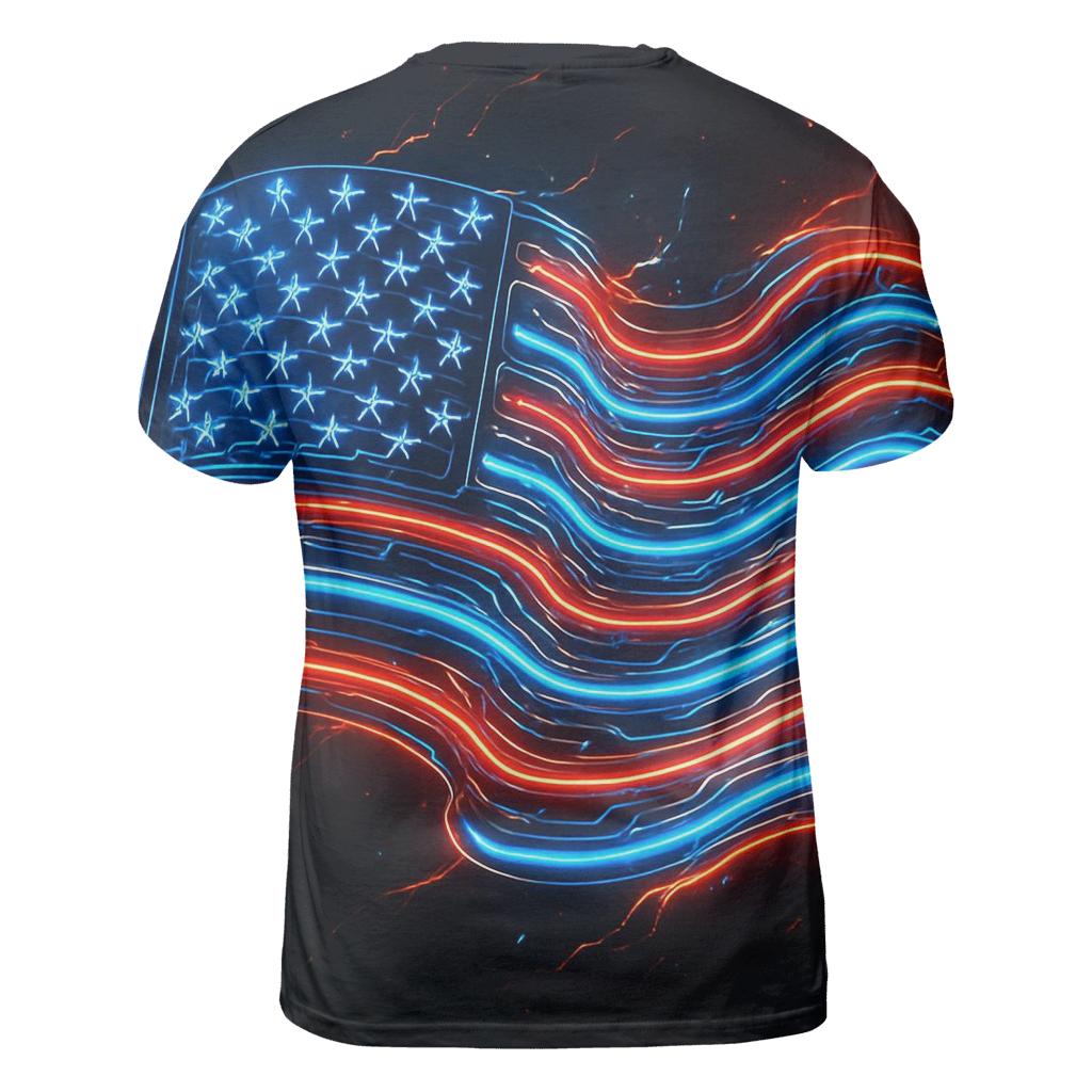 Neon Patriot Circuit artistic all-over print tops