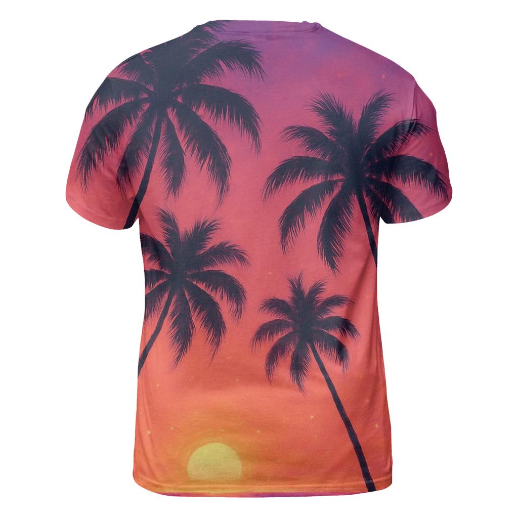 Coral Palms Afterglow creative print fashion shirts