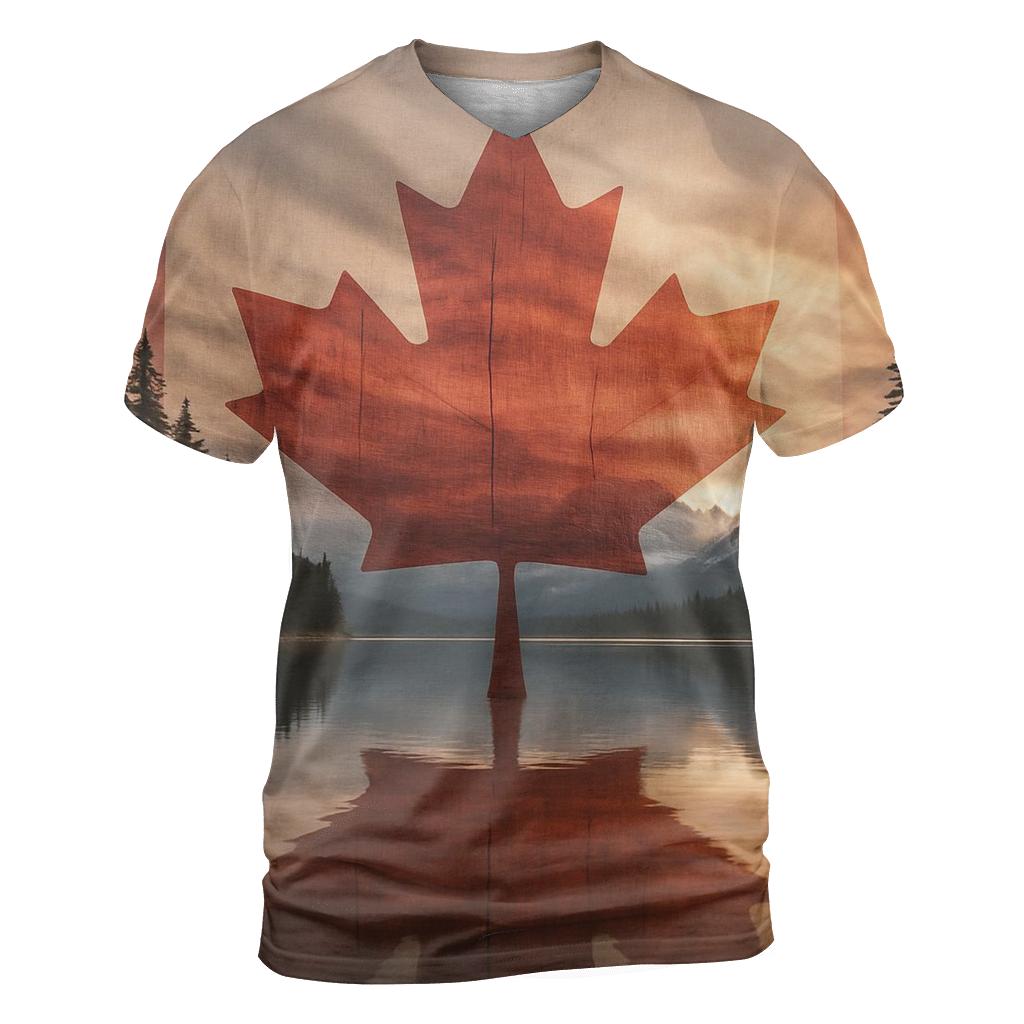 Maple Heart Reflection vibrant all-over design tees