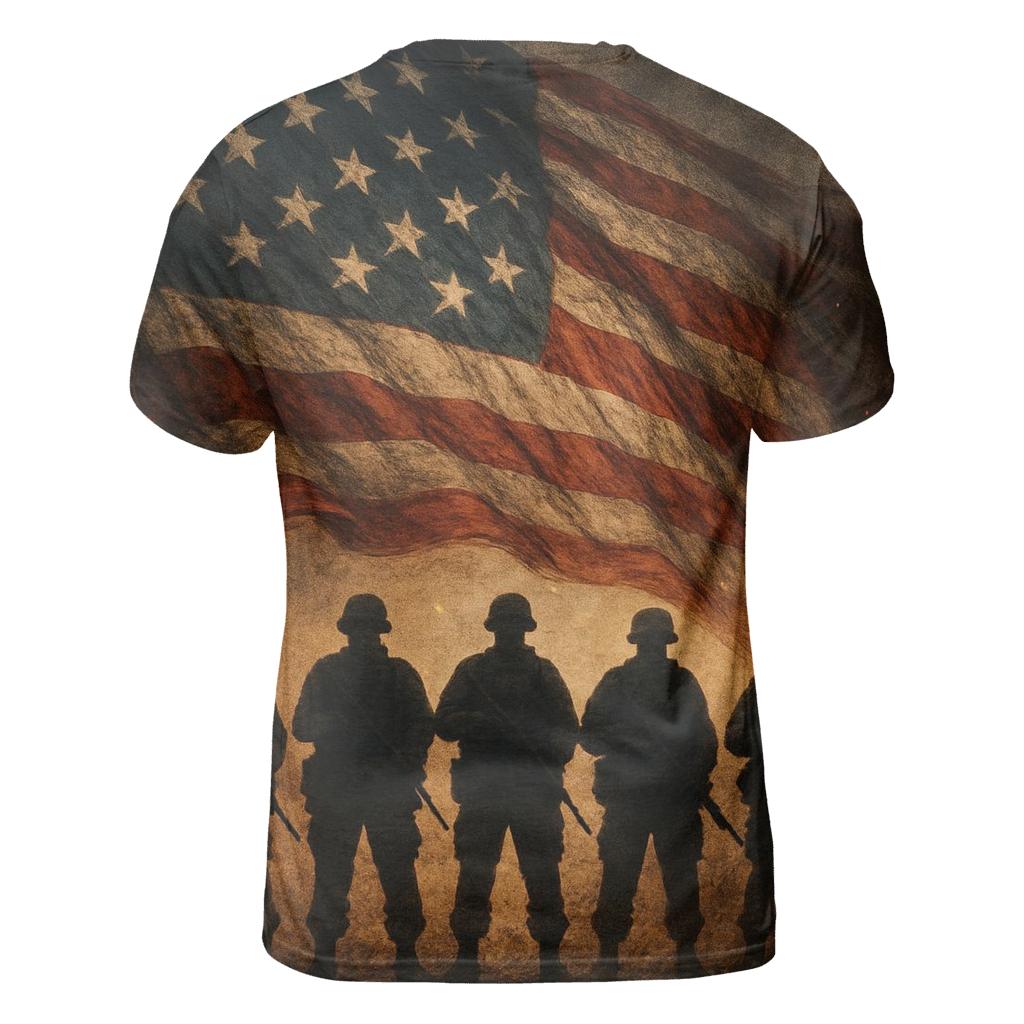 Rugged Platoon Flagfall vibrant all-over design tees