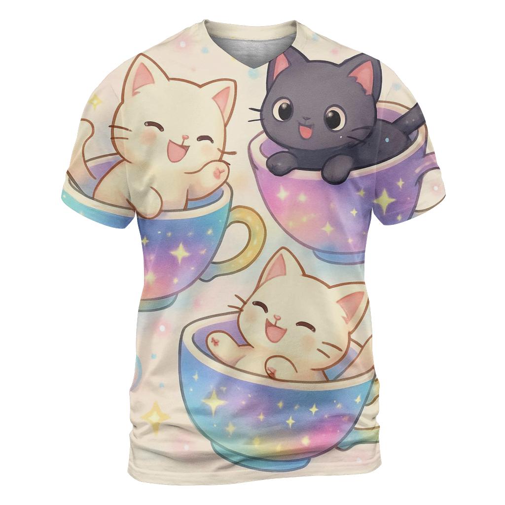 Cosmic Teacup Kittens artistic all-over print tops