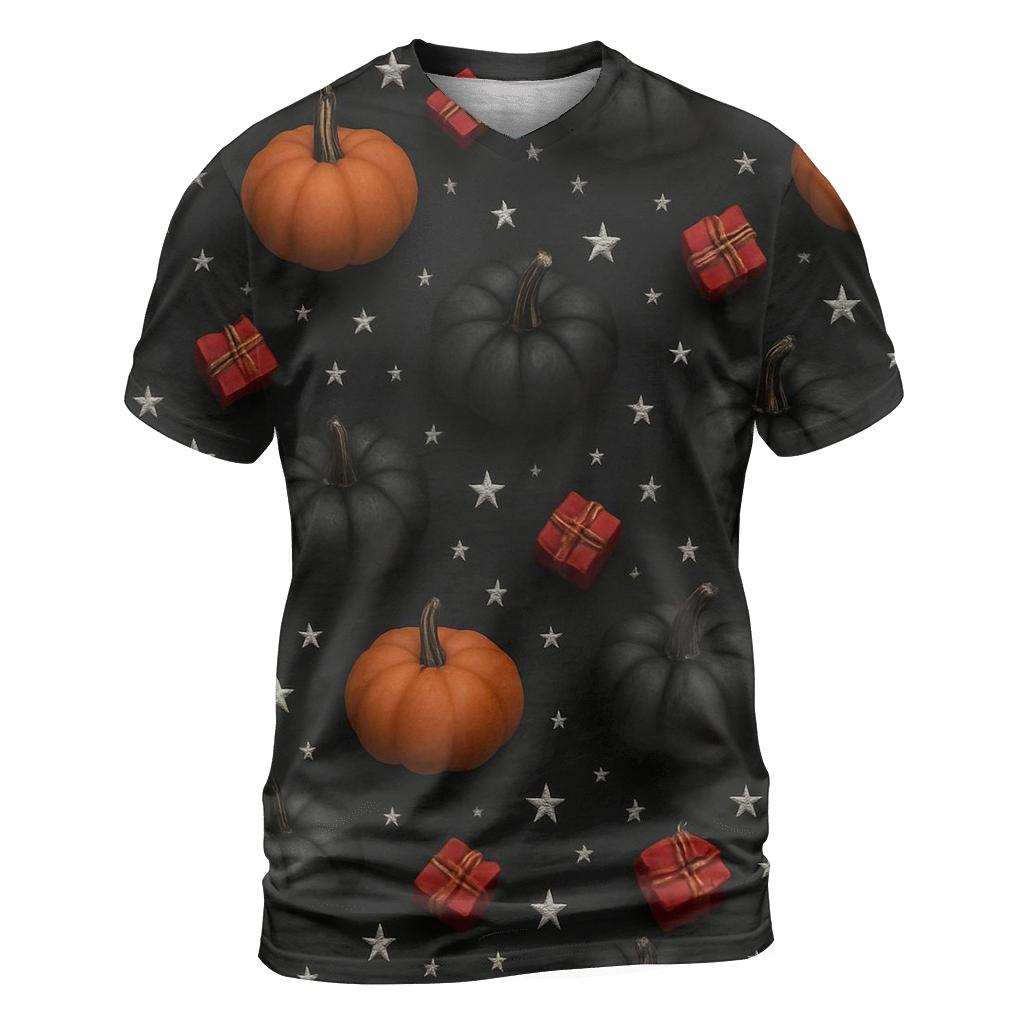 Silver Star Pumpkin Scatter On Charcoal Background trendy printed shirt styles