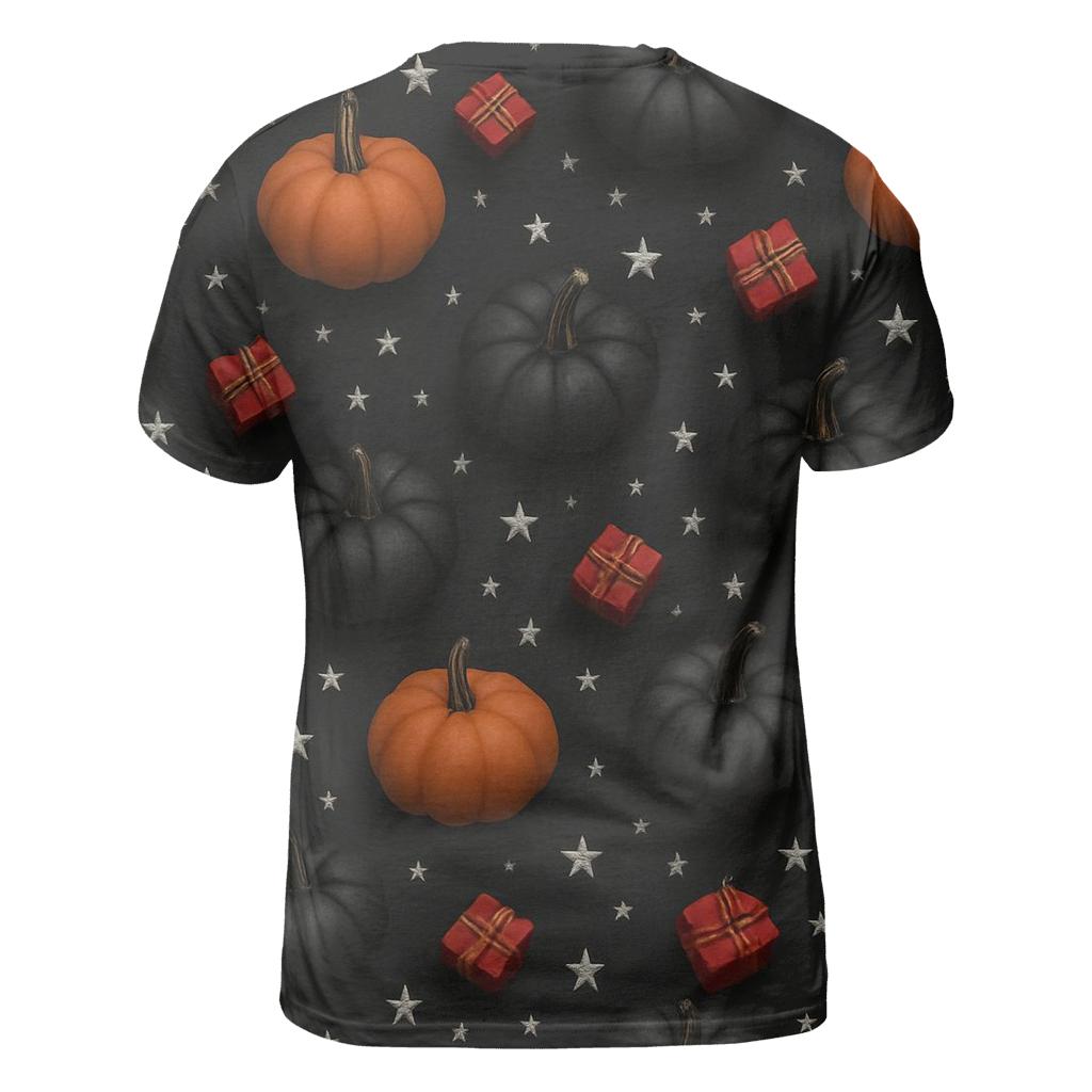 Silver Star Pumpkin Scatter On Charcoal Background trendy printed shirt styles