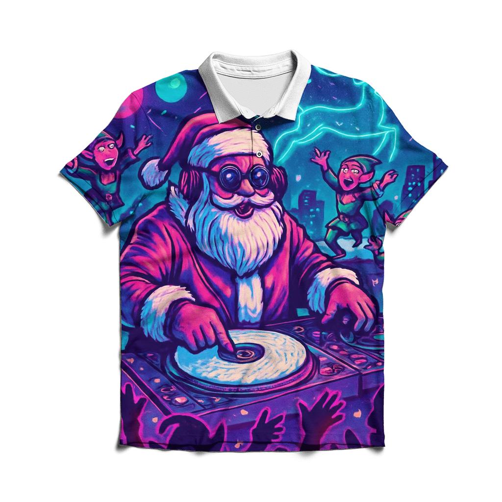 DJ Claus Winter Rave embroidered polo tops