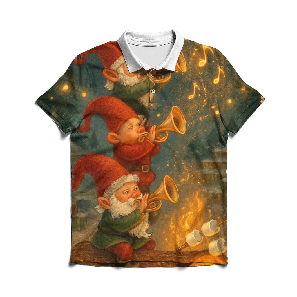 Gnome Yule Log Concert casual sports polo shirts