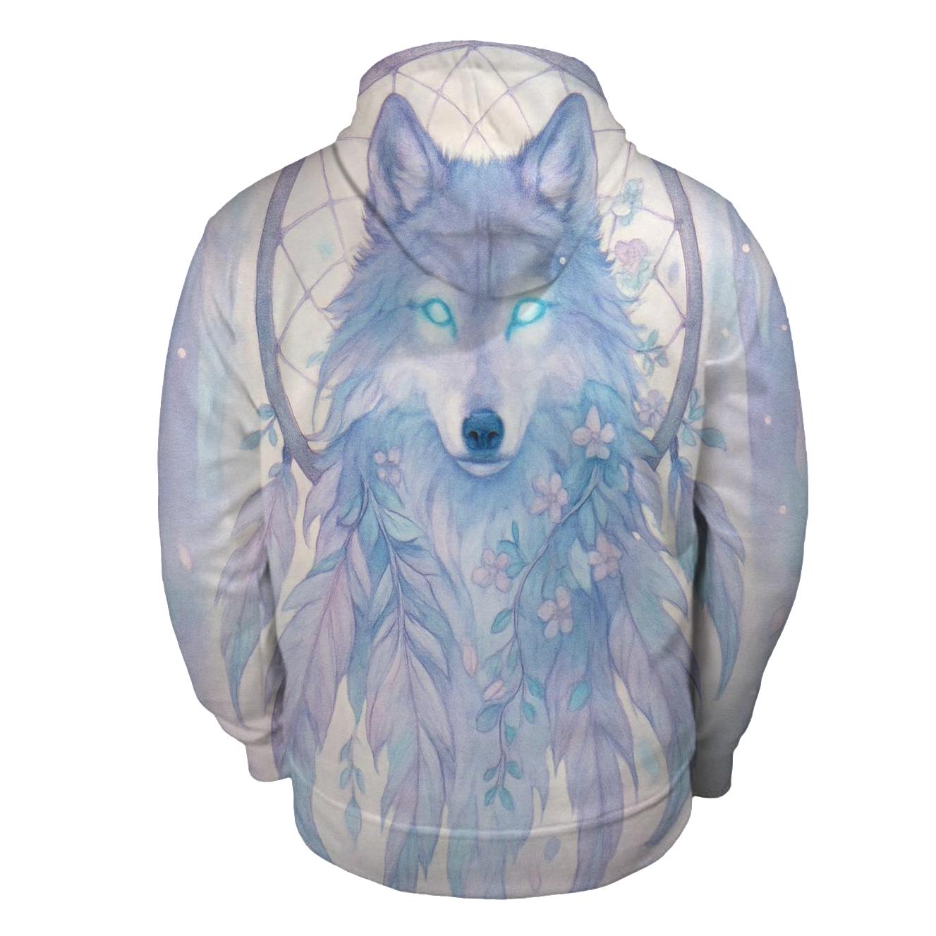 Dreamcatcher Spirit Wolf embroidered hoodies