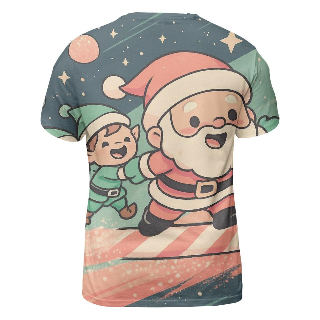 Candy Comet Santa artistic all-over print tops