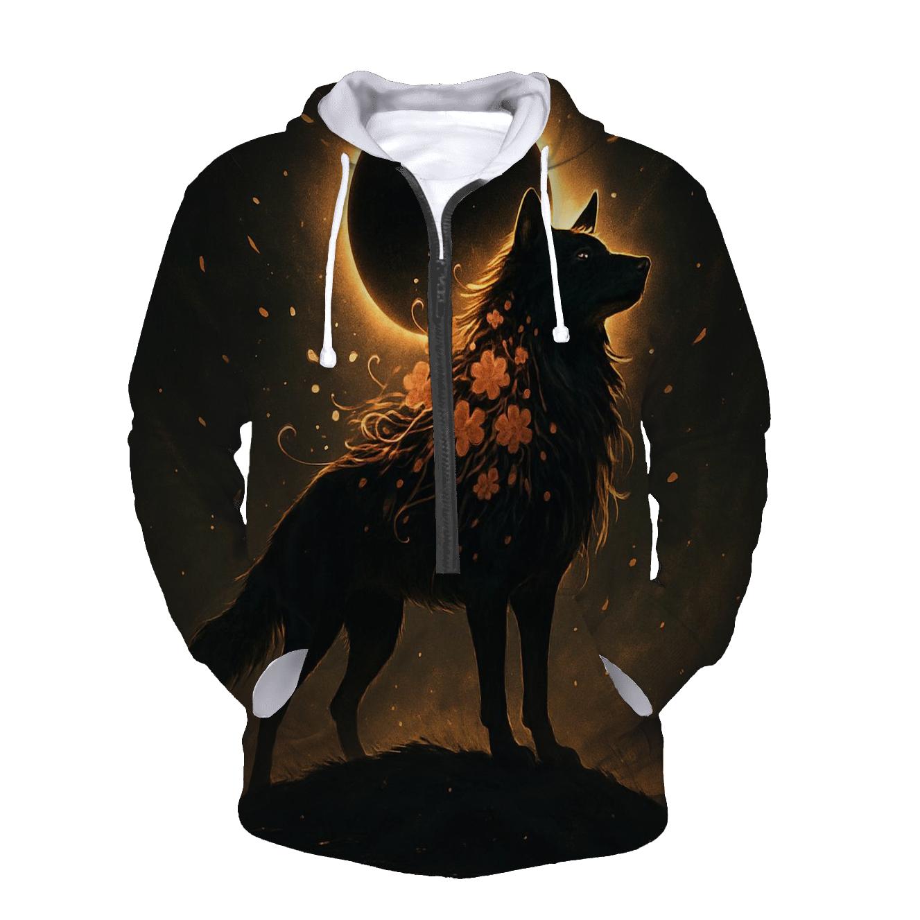 Floral Eclipse Wolf hoodie trends