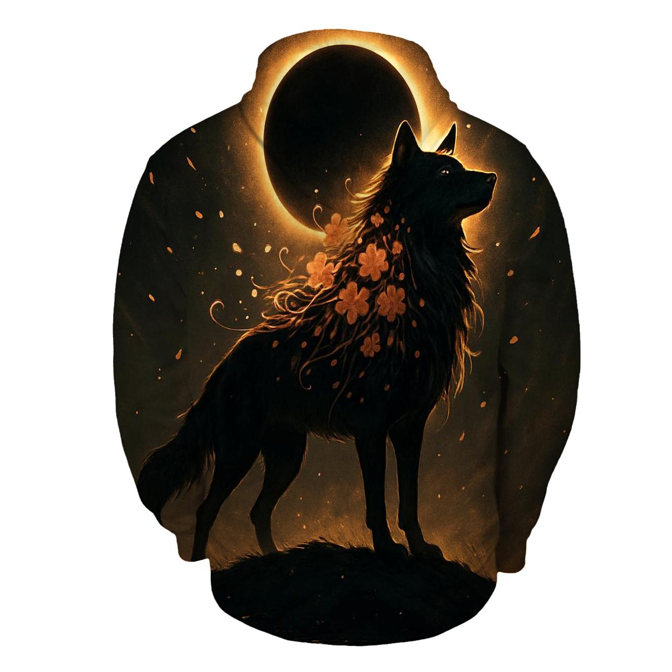 Floral Eclipse Wolf hoodie trends