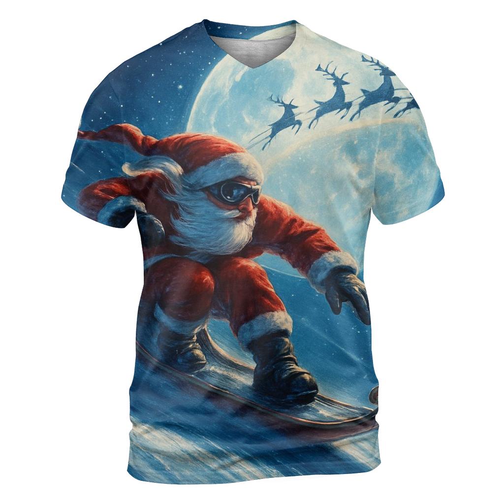 Midnight Sleigh Racer Santa trendy printed shirt styles