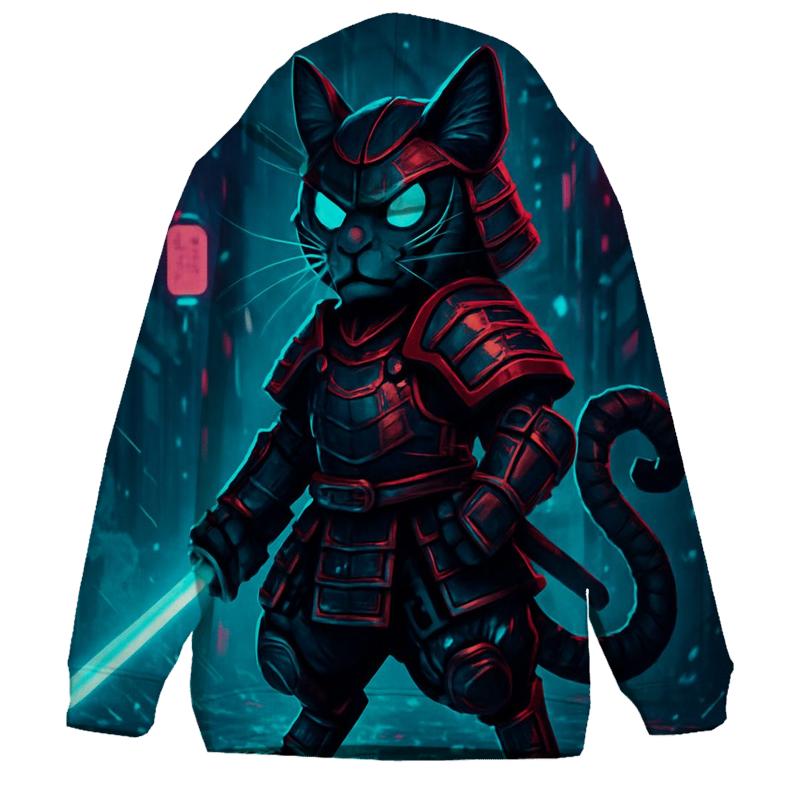 Neon Samurai Cat custom hoodies
