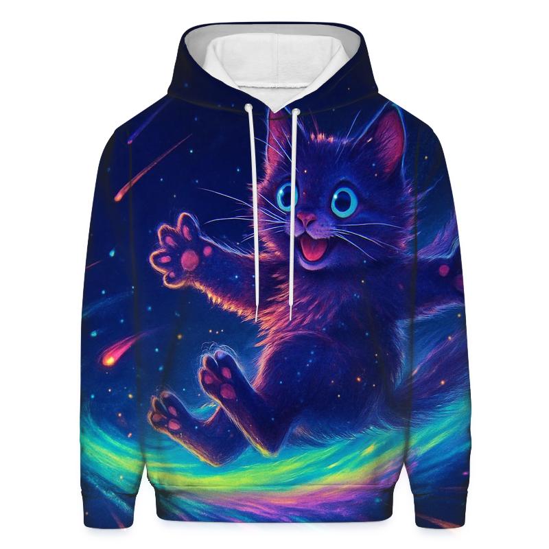 Aurora Surfing Cat designer hoodies