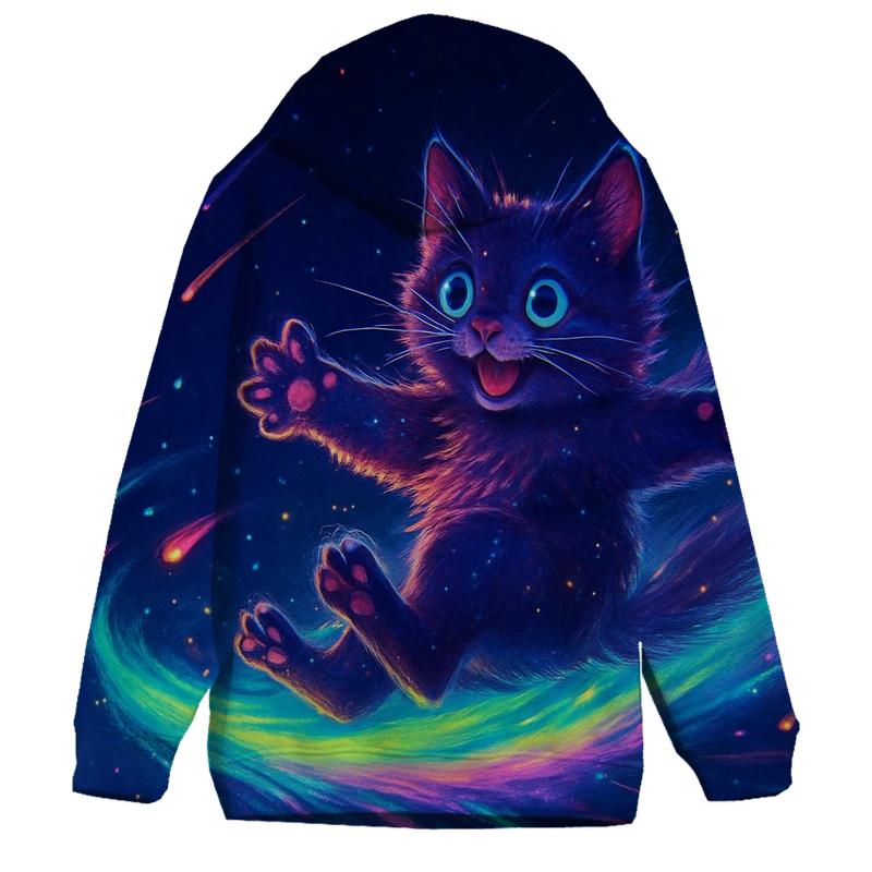 Aurora Surfing Cat designer hoodies