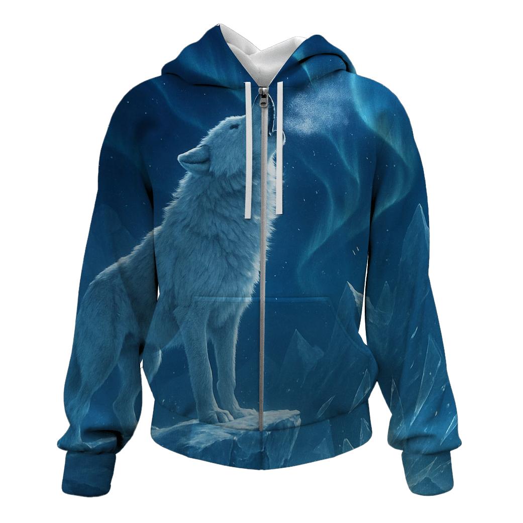 Glacier Howl Realism embroidered hoodies