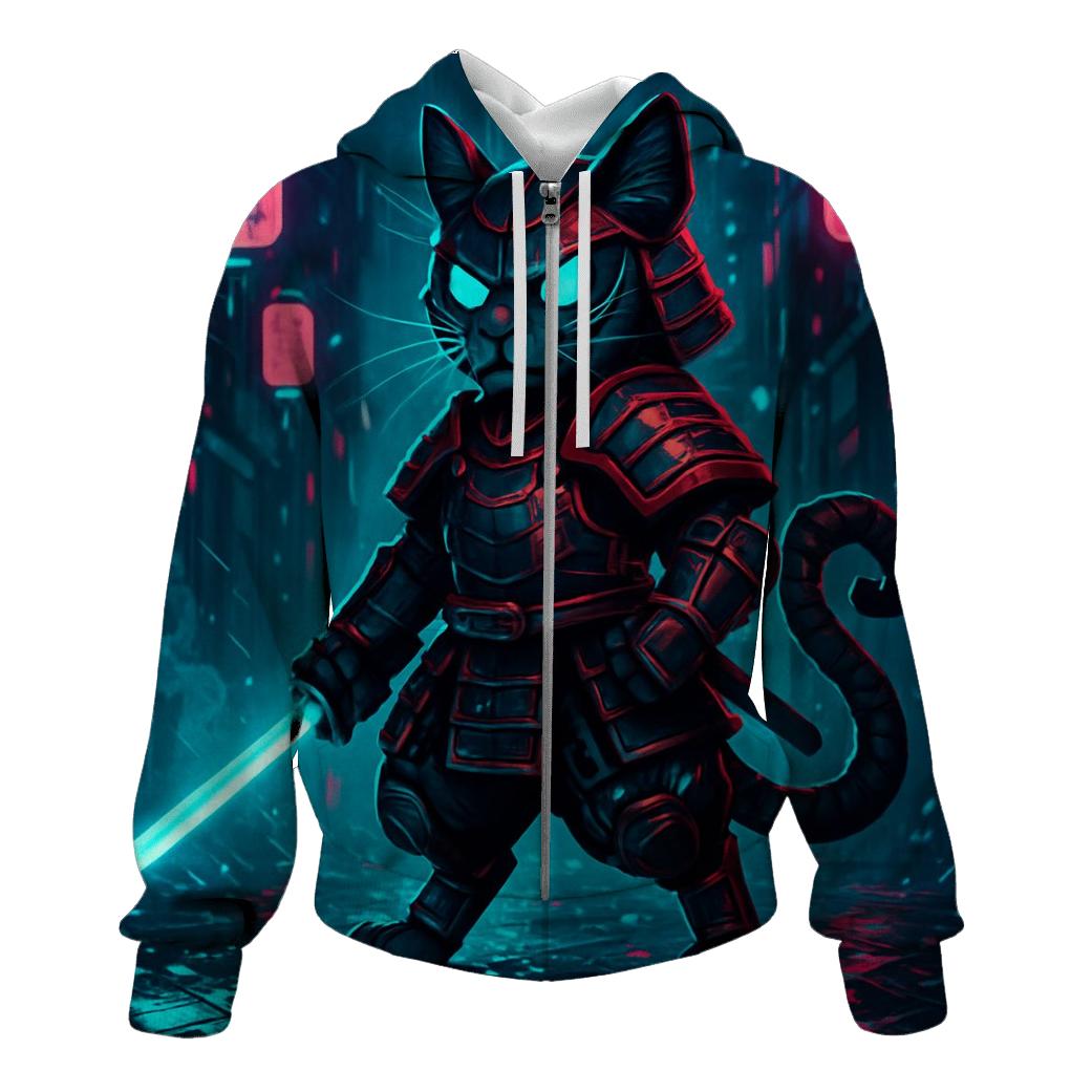 Neon Samurai Cat custom hoodies