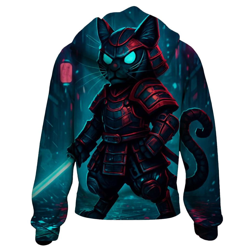 Neon Samurai Cat custom hoodies