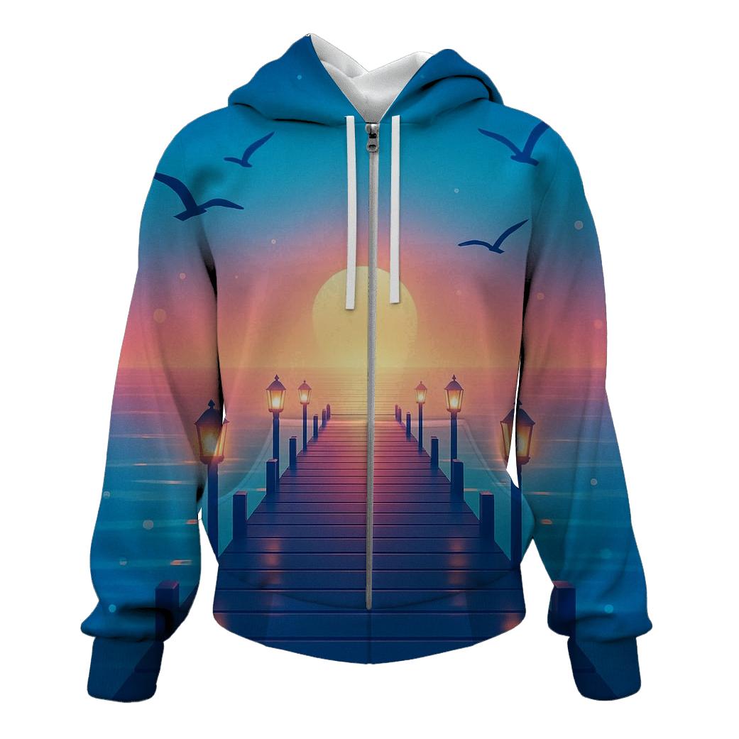Neon Pier Reverie premium hoodies
