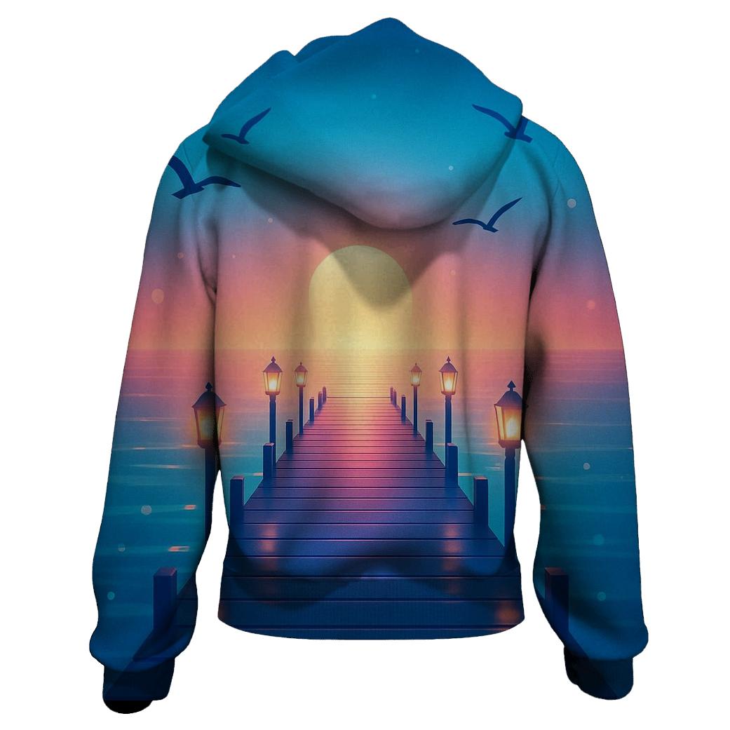 Neon Pier Reverie premium hoodies